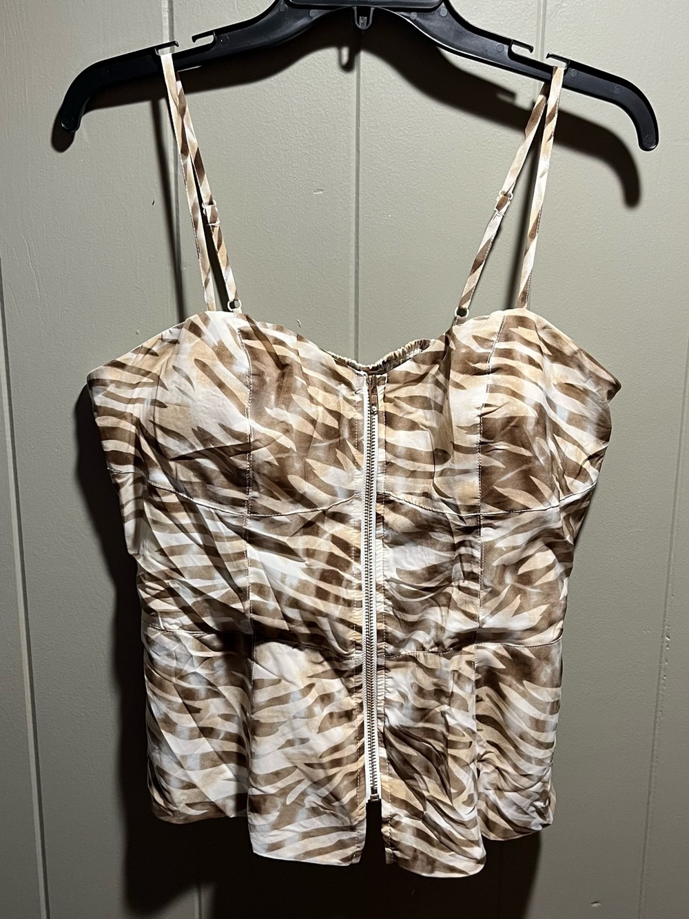 Guess Women’s XL Brown and White Zebra Print Bustier Top NWT